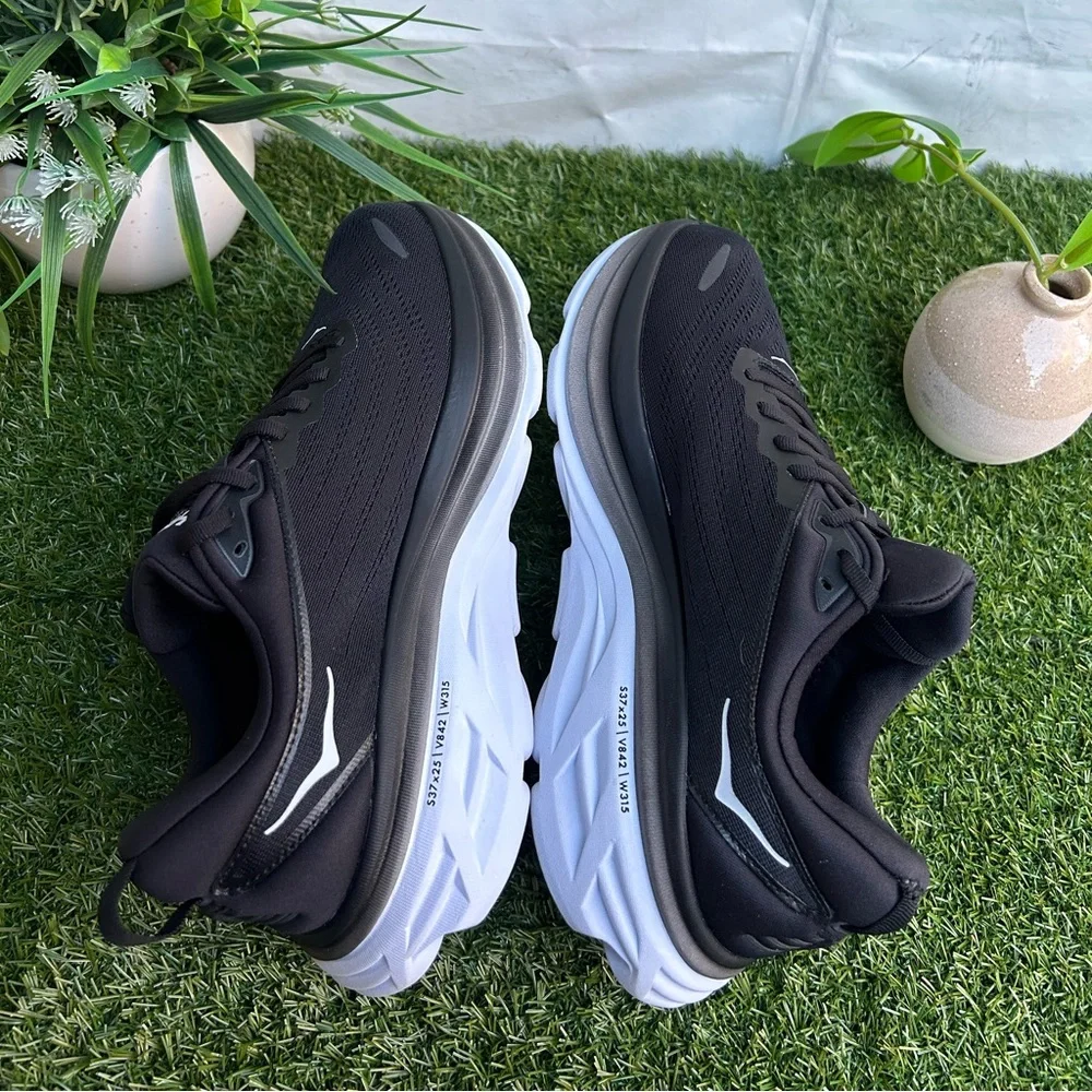 HOKA BONDI 8 Running black and white Shoe women size 12.5 2E new/no box